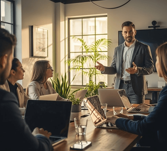 Team collaboration in a modern office
